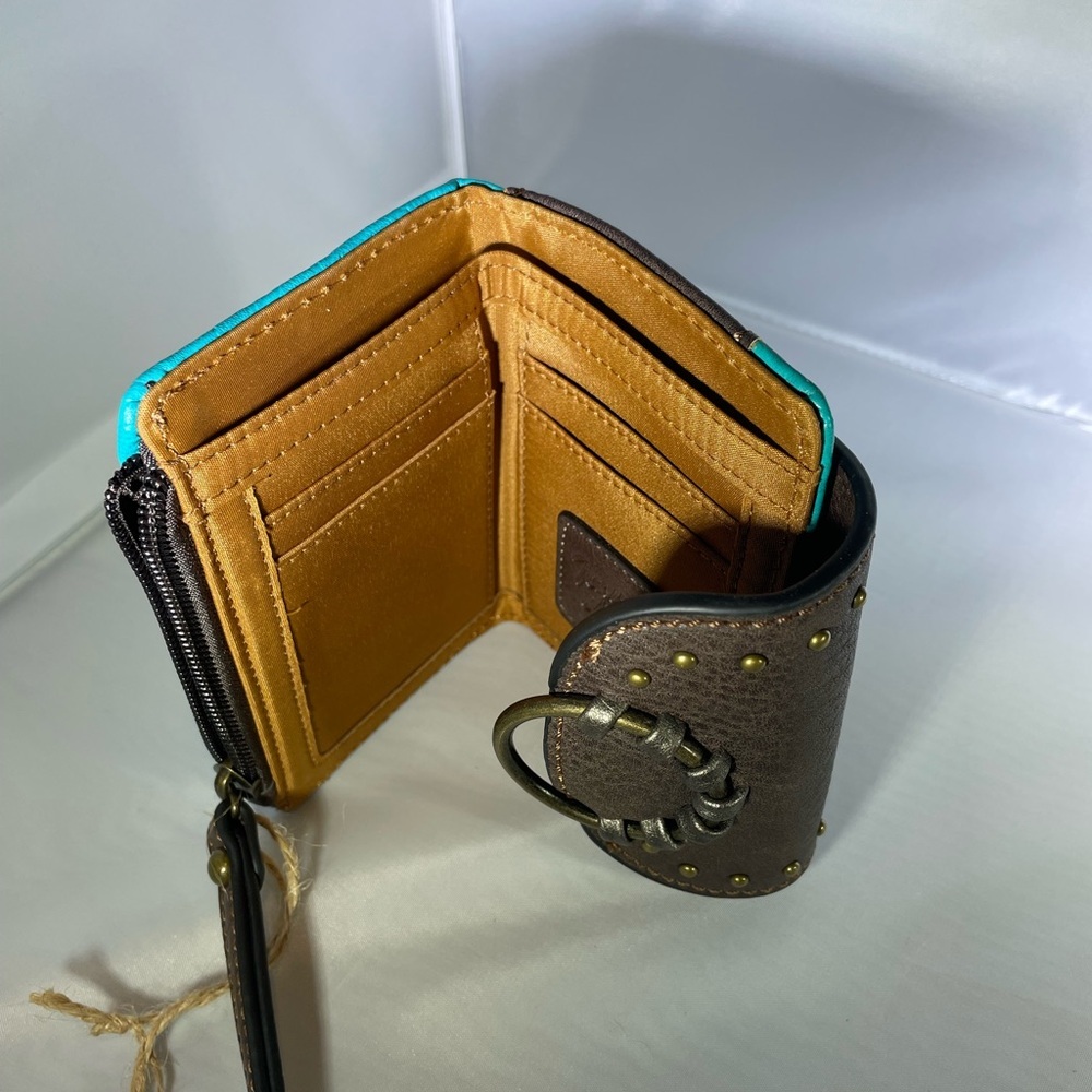 Tony Lama Teal and Brown Clutch Wristlet - Picture 4 of 4